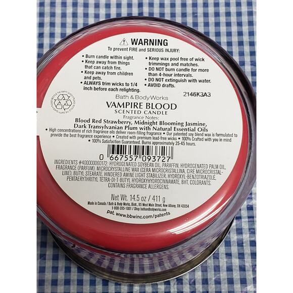 BBW Vampire Blood Large 3 Wick Candle Halloween Home Fragrance - Picture 2 of 2